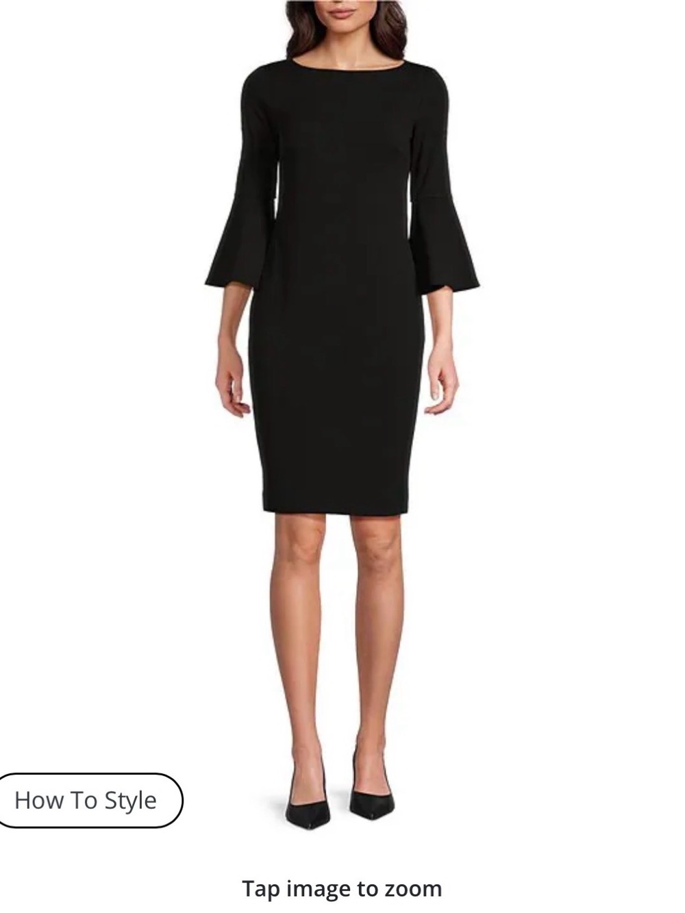 Black Bell-Sleeve Shift Dress